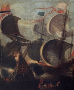 Combattimento tra quattro vascelli olandesi e francesi (XII secolo,(XVI secolo, prima metà) - particolare