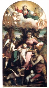 Luca Cambiaso
Madonna col Bambino, il Battista, l’Eterno Padre e angioli
olio su tavola, Genova, Parrocchiale di S. Maria della Cella