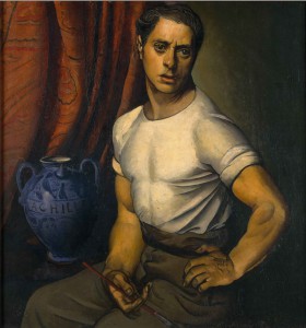 Achille Funi, autoritratto con brocca blu, 1920-Studio d'Arte Nicoletta Colombo, Milano